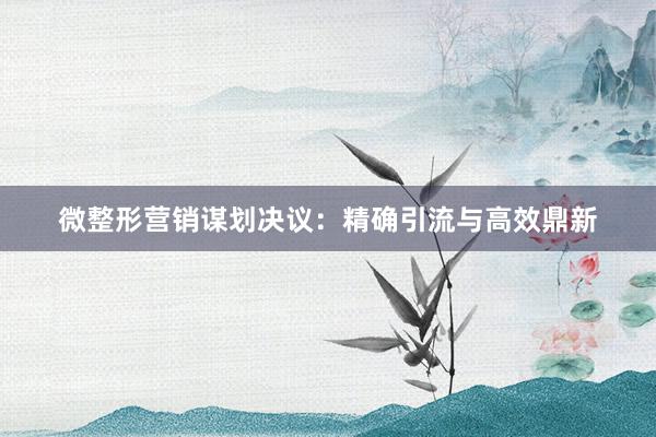 微整形营销谋划决议：精确引流与高效鼎新
